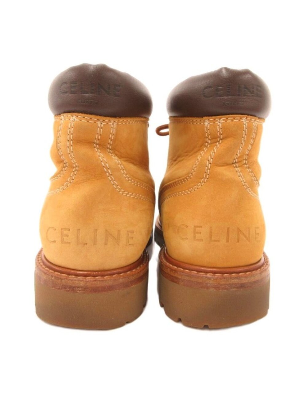 Celine Lace Up Boots Shoes Suede Leather 38 Yellow Brown - Picture 4 of 9